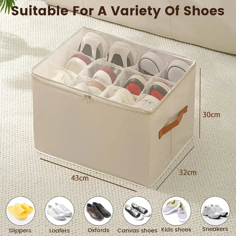 12-Grid Fabric Shoe Organizer
